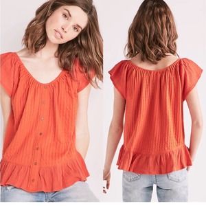 Lucky Brand Textured Woven Mix Media Top